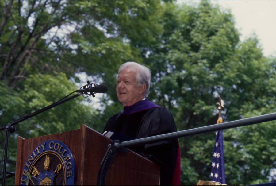Title: Former President Jimmy Carter Speaking at Commencement, 1998 (Trinity...