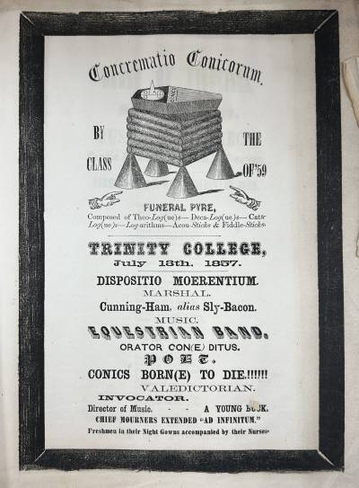 A broadside advertising the "Concrematio Conicorum," June 15, 1857.