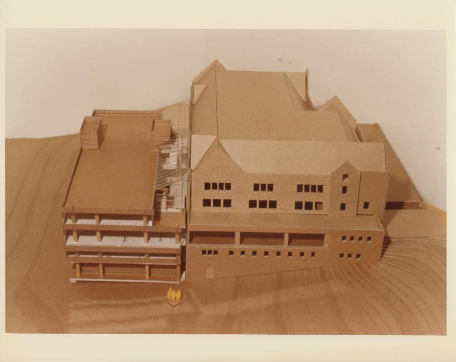 Title: Architect's model for the proposed addition to the library (Trinity...