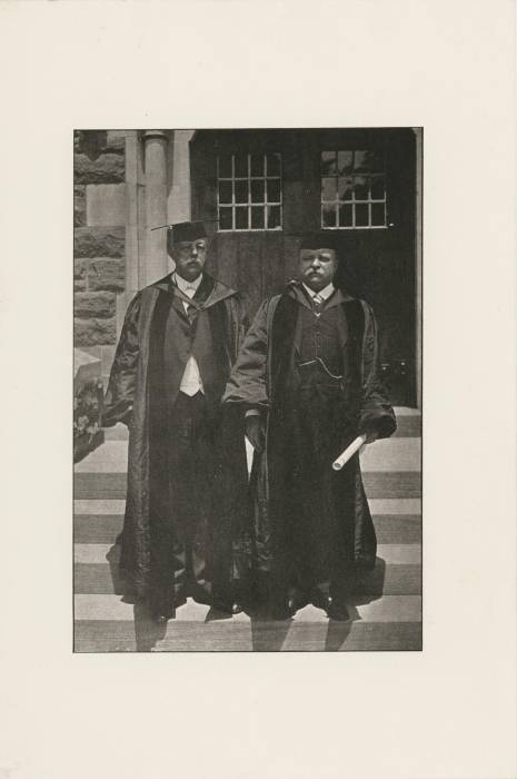 Title: President Flavel Sweeten Luther and Theodore Roosevelt at commencement,
June 17, 1918 (Trinity College, Hartford Connecticut); Image ID:...